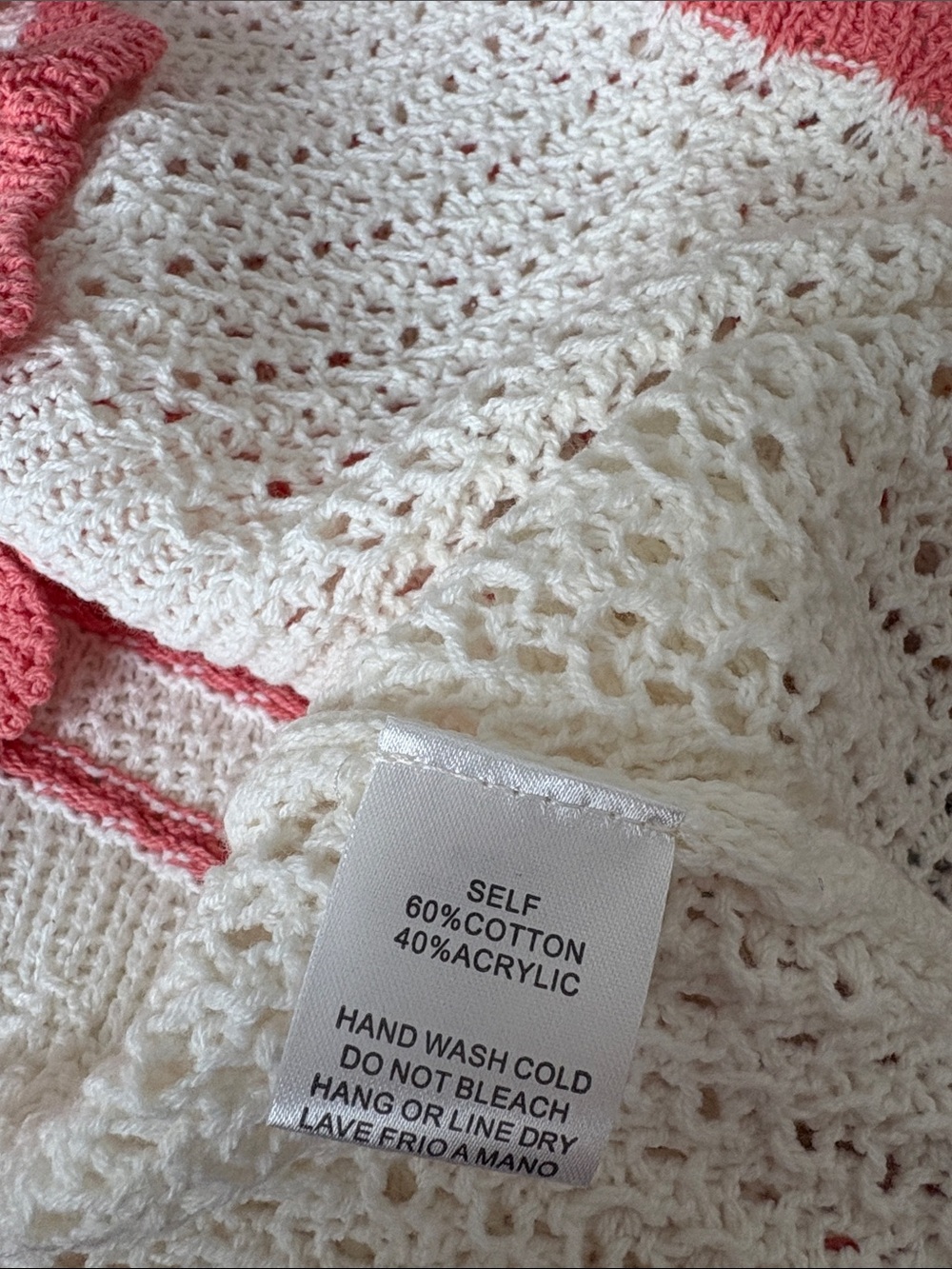 NWT Easel Cream & Coral Striped Knit Top size Small - Picture 9 of 9